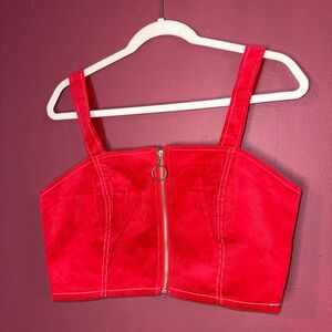 Urban outfitters red corduroy crop top with zipper